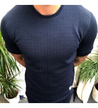 Men's short sleeve blue plain T  HE1007-02-02