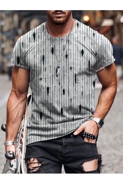 Fashion striped men's short sleeves HF1602-01-03