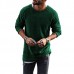 Fashion Men’s Knitting Solid Color O  Neck T  shirt Long  Sleeved Regular Fit Casual T  shirt