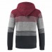 Mens Thick Velvet Casual Thermal Knitting Cardigans Hooded Color Matching Sweaters