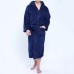 Men Flannel Pockets Bathrobe Pajama Hooded Sleepwear Robe