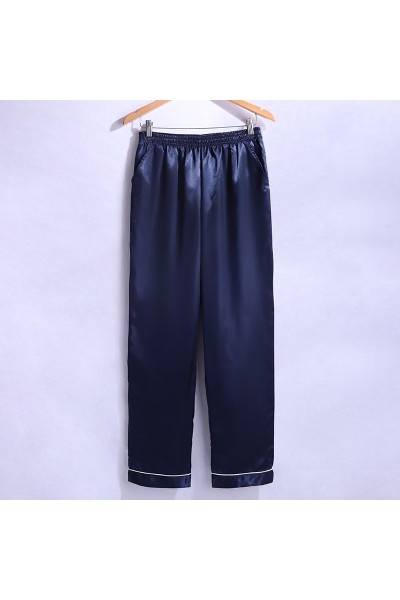 Men Thin Summer Faux Silk Sleep Pants Home Casual Loose Sleepwear
