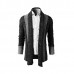 Mens Fashion Stitching Turn  down Collar Knitted Cardigans Casual Slim Fit Sweater