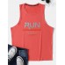 Men Reflective Letters Sleeveless Moisture Wicking Sporty Tank Tops