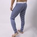 Mens Fall Winter Striped Thermal Pants Long Johns Pajamas