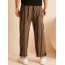 Men Ethnic Style Striped Loose Drawstring Waist Casual Pants