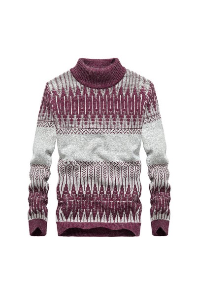 Men’s Leisure Turtleneck Sweater Pullover Winter Fashion Printing Long Sleeve Warm Pullover