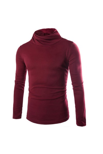 Mens Casual Turtleneck Knitted Sweater Solid Color Slim Fit Pullover Sweater