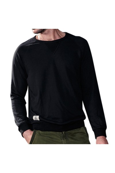 Autumn Winter Fashion Pure Color Round Neck Men Pullover Casual Long Sleeved Cotton Tops