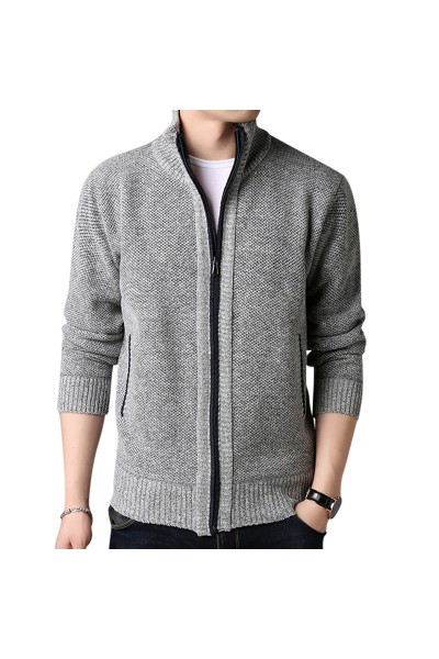 Mens Winter Casual Comfy Breathable Fleece Thicken Zipper Fly Long Sleeve Cardigans