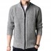Mens Winter Casual Comfy Breathable Fleece Thicken Zipper Fly Long Sleeve Cardigans
