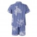 Mens Casual Cotton Khan Steamed Sauna Stripes Printing Sleepwear Suits Hotel Bath Clothes