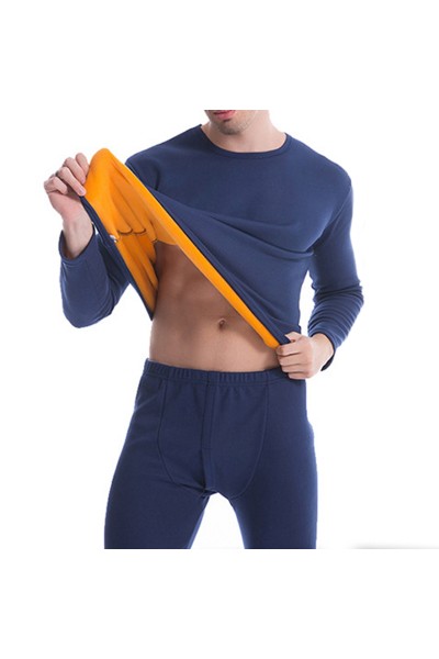 Mens Thermal Pajama Set Underwear Velvet Thick Warm Long Johns Sleepwear Set