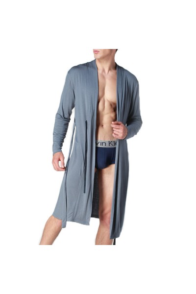 Sexy Cozy Casual Home Thin Drawstring Sleepwear Pajamas Bathrobes for Men